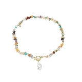 Natural Stone And Pearl Necklace - Yorkn Inc✅
