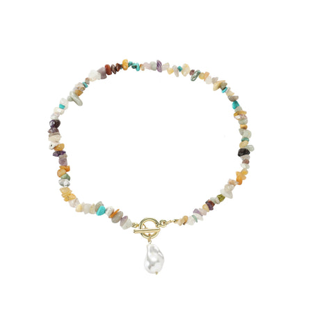 Natural Stone And Pearl Necklace - Yorkn Inc✅