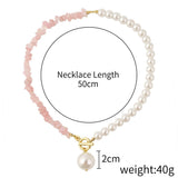Natural Stone And Pearl Necklace - Yorkn Inc✅