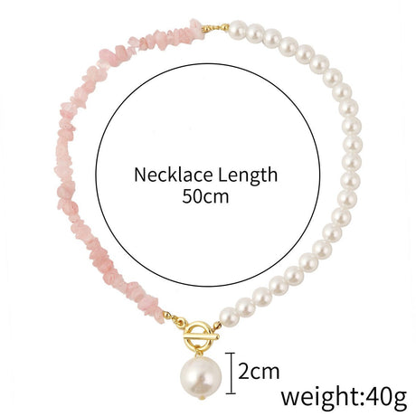 Natural Stone And Pearl Necklace - Yorkn Inc✅