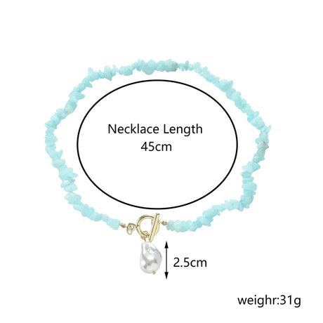 Natural Stone And Pearl Necklace - Yorkn Inc✅