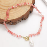 Natural Stone And Pearl Necklace - Yorkn Inc✅