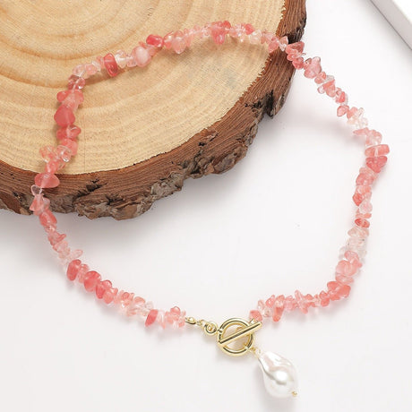 Natural Stone And Pearl Necklace - Yorkn Inc✅