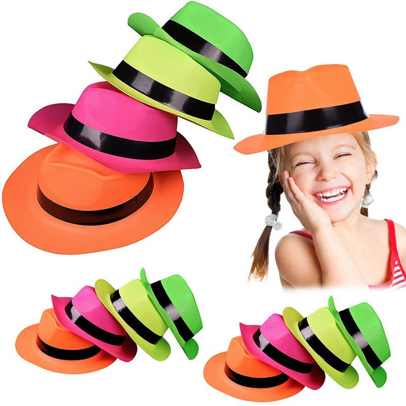 Neon Plastic Fedora Gangster Hat - Yorkn Inc✅