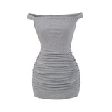Off Shoulder Ruched Bodycon Mini Dress - Yorkn Inc✅