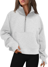 Oversized Halfzip Cropped Hoodie - Yorkn Inc✅