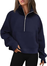 Oversized Halfzip Cropped Hoodie - Yorkn Inc✅