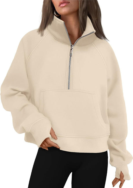 Oversized Halfzip Cropped Hoodie - Yorkn Inc✅