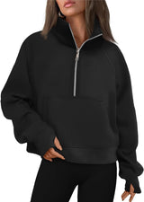 Oversized Halfzip Cropped Hoodie - Yorkn Inc✅