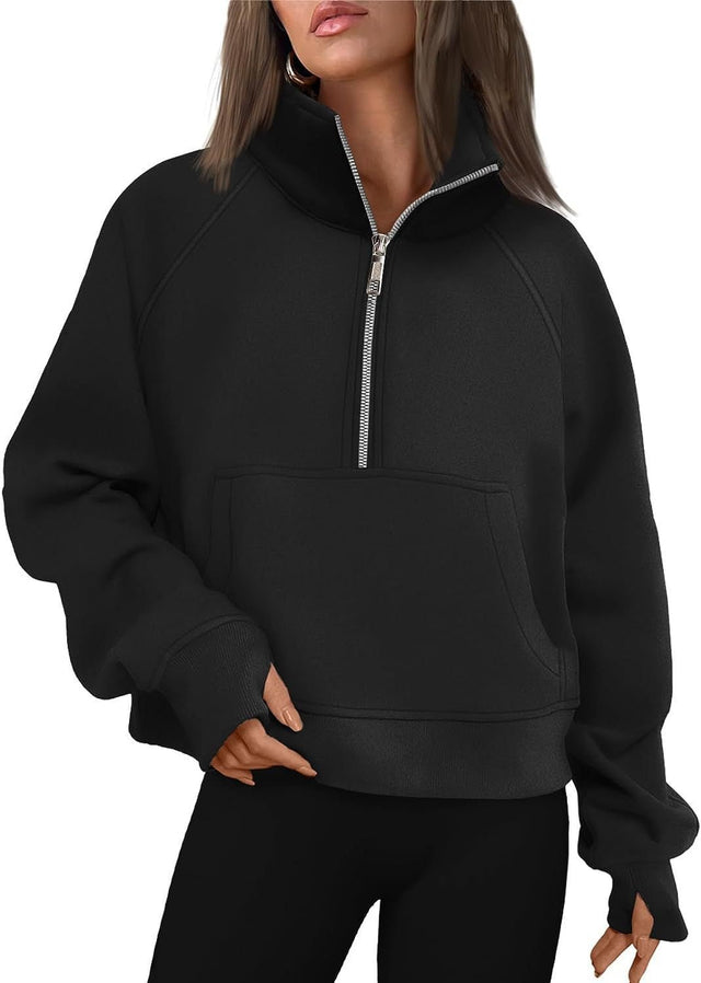 Oversized Halfzip Cropped Hoodie - Yorkn Inc✅