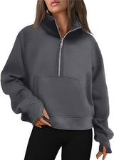 Oversized Halfzip Cropped Hoodie - Yorkn Inc✅