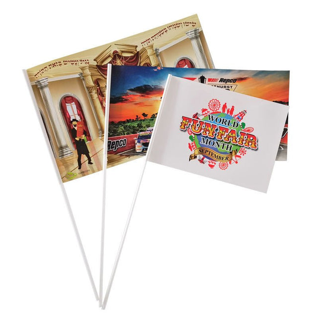 Paper Hand Waving Flag With Plastic Stick - Yorkn Inc✅