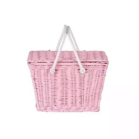 Pink Rattan Baskets With Lid - Yorkn Inc✅