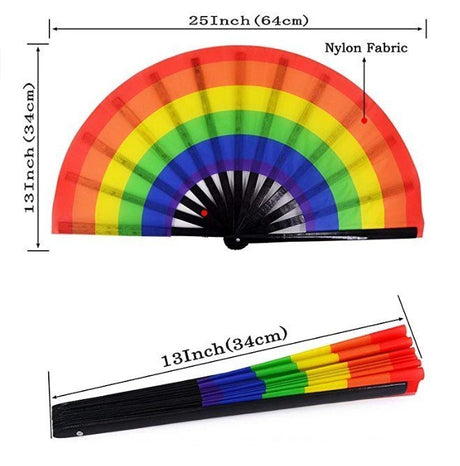 Rainbow Silk Fabric Hand Fan - Yorkn Inc✅