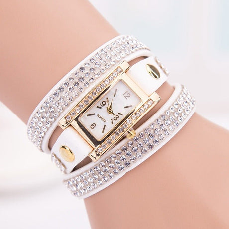 Rhinestone Weave Wrap Leather Bracelet Watch Wrist Watch - Yorkn Inc✅