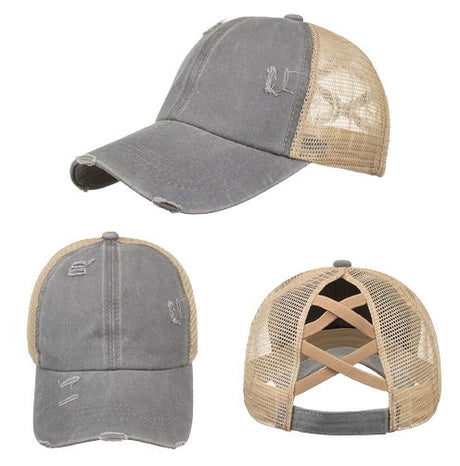 Ripped Washed Denim Mesh Cap - Yorkn Inc✅
