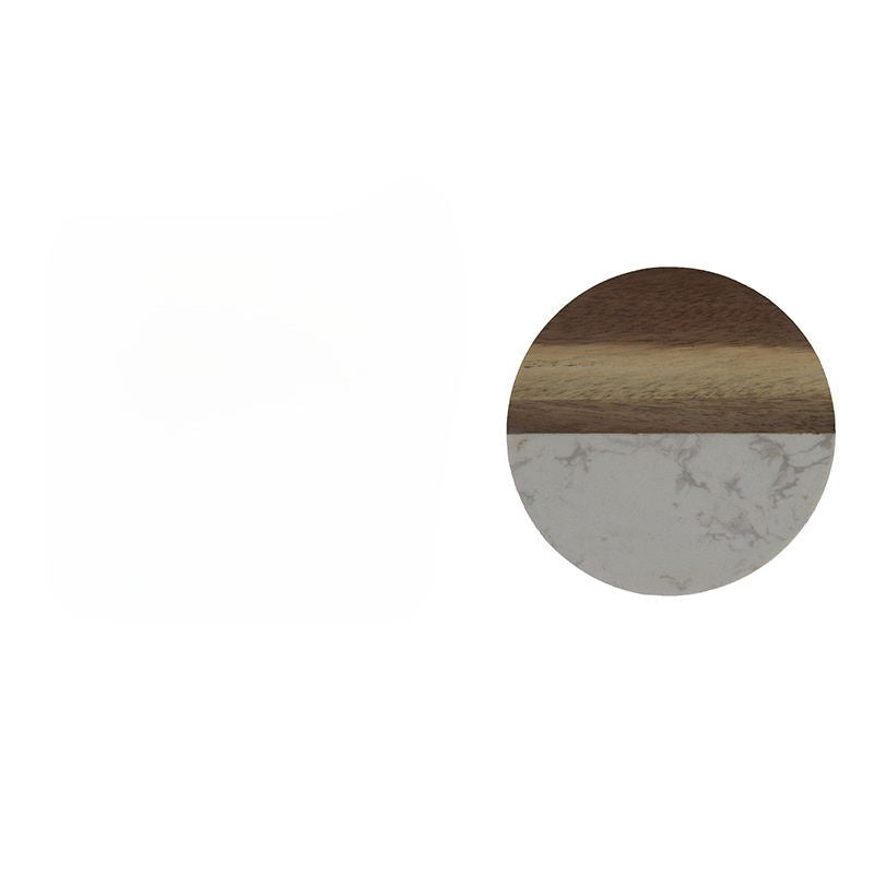 Round Marble Splicing Acacia Wood Coaster - Yorkn Inc✅