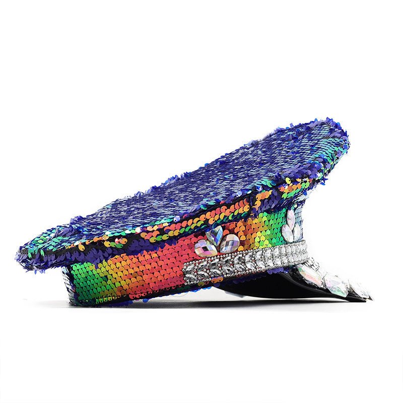 Sequin Flat Top Navy Hat - Yorkn Inc✅