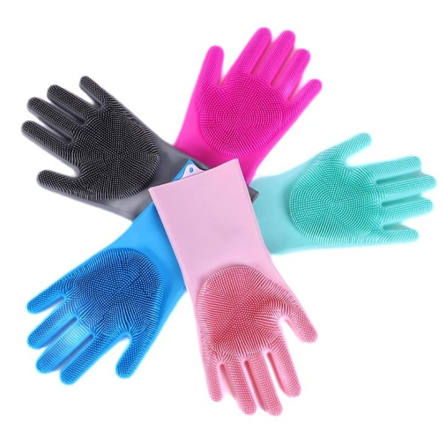 Silicone Cleaning Brush Scrubber Gloves - Yorkn Inc✅