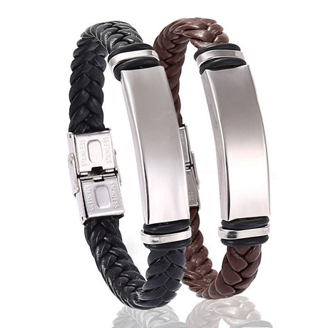 Stainless Steel Braided Leather Bracelet - Yorkn Inc✅