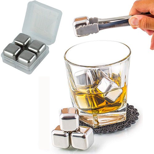 Stainless Steel Ice Cubes Set Of 4 - Yorkn Inc✅