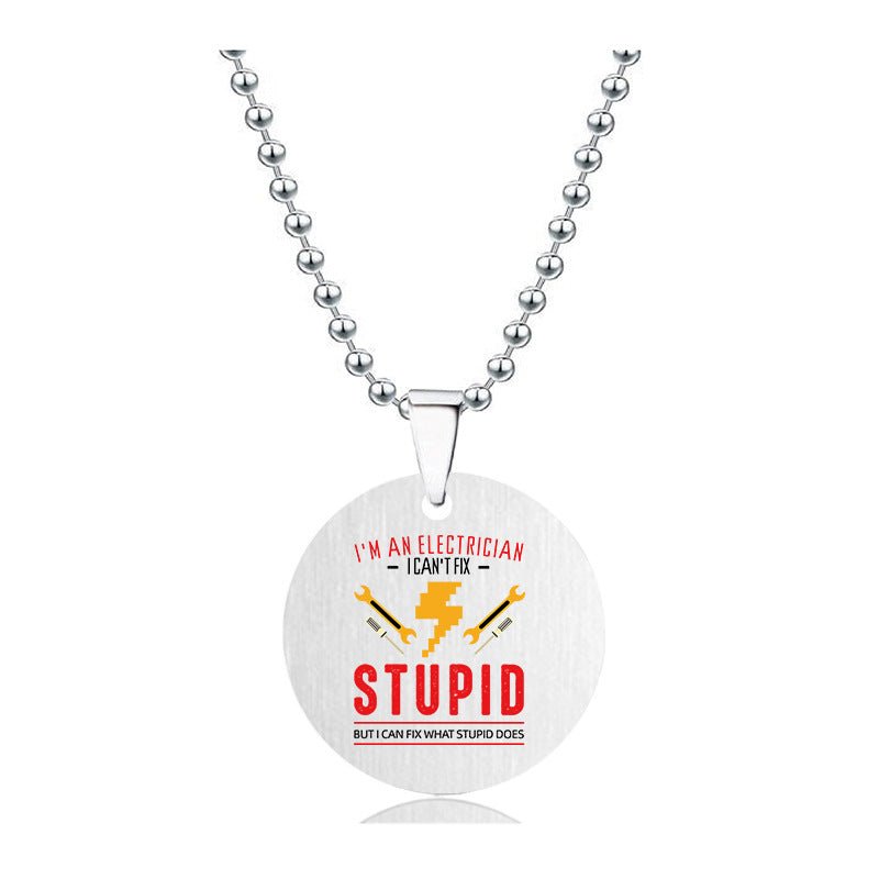 Stainless Steel Round Brand Necklace - Yorkn Inc✅