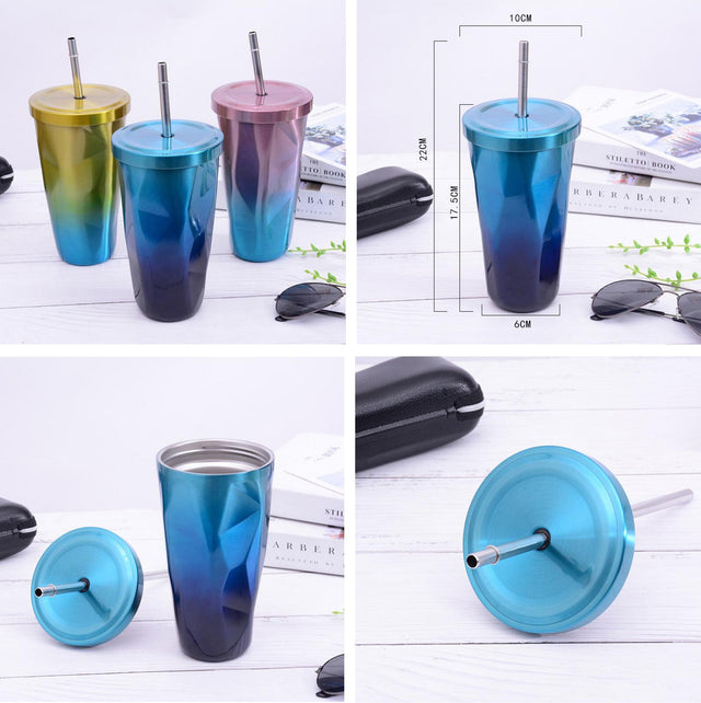 Stainless Steel Tumbler With Straw - Yorkn Inc✅