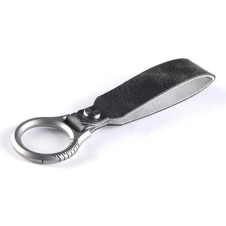 Titanium Alloy Ring Leather Keychain - Yorkn Inc✅