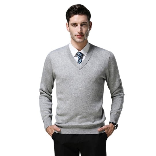 V - neck Solid Color Sweater - Yorkn Inc✅