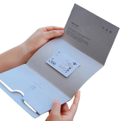 White Custom Logo Gift Card With Foldable Flip - cover Sleeve - Yorkn Inc✅