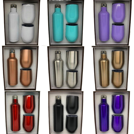 Wine Bottle & 2 Tumbler Gift Set - Yorkn Inc✅