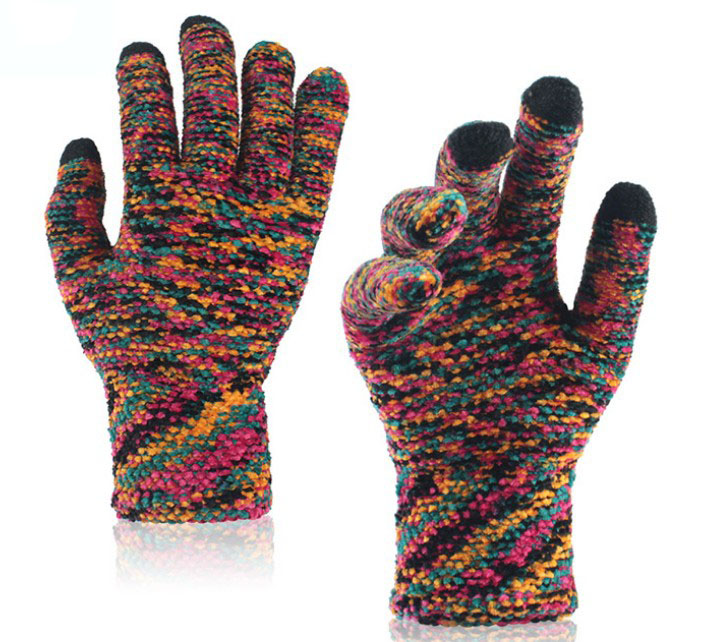 Adult Camo Acrylic Knitted Gloves-mixed Color