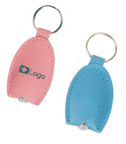 Faux Leather Keychain With Led Light
