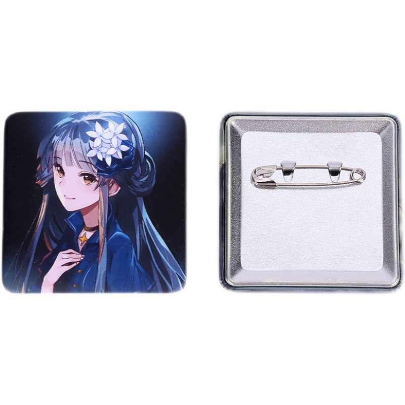 Square Shape Button Pin Full Size Printed