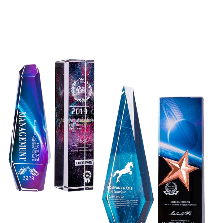Full Color Print Crystal Trophy