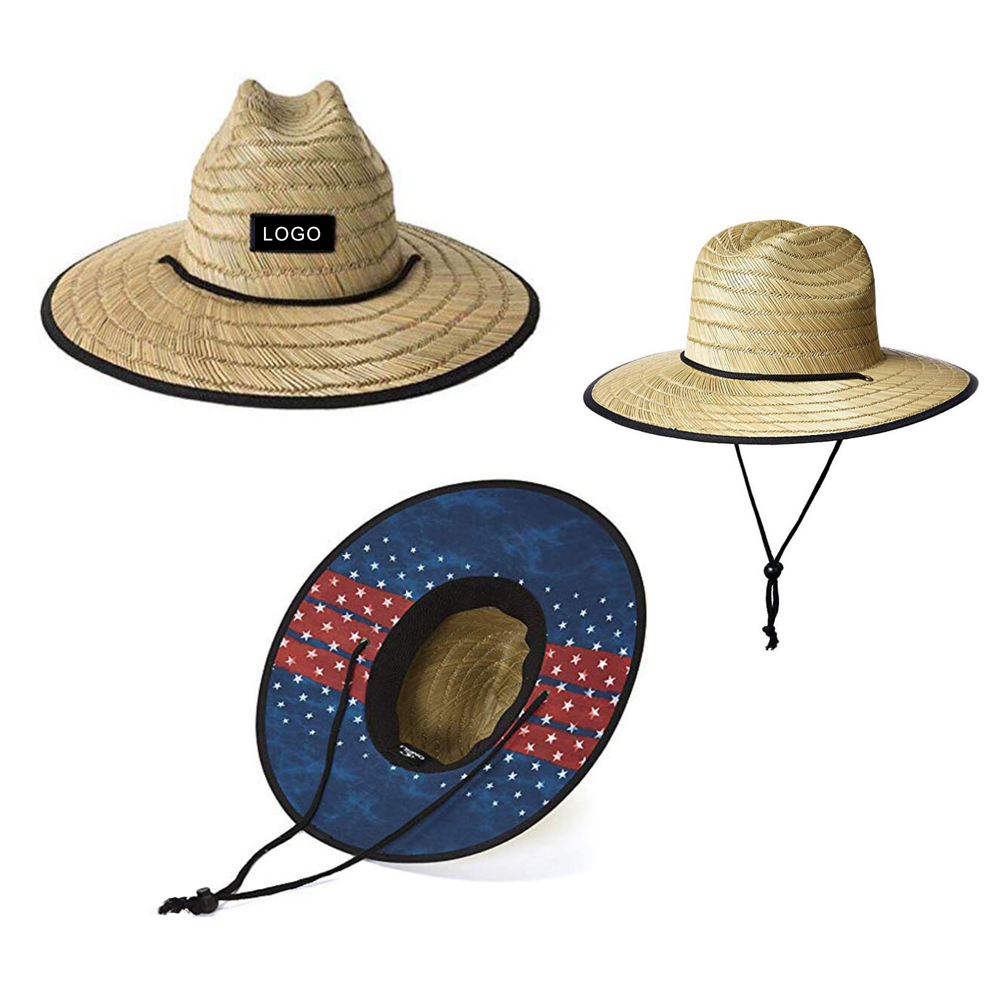 Straw Lifeguard Hat Full Size Print Lining