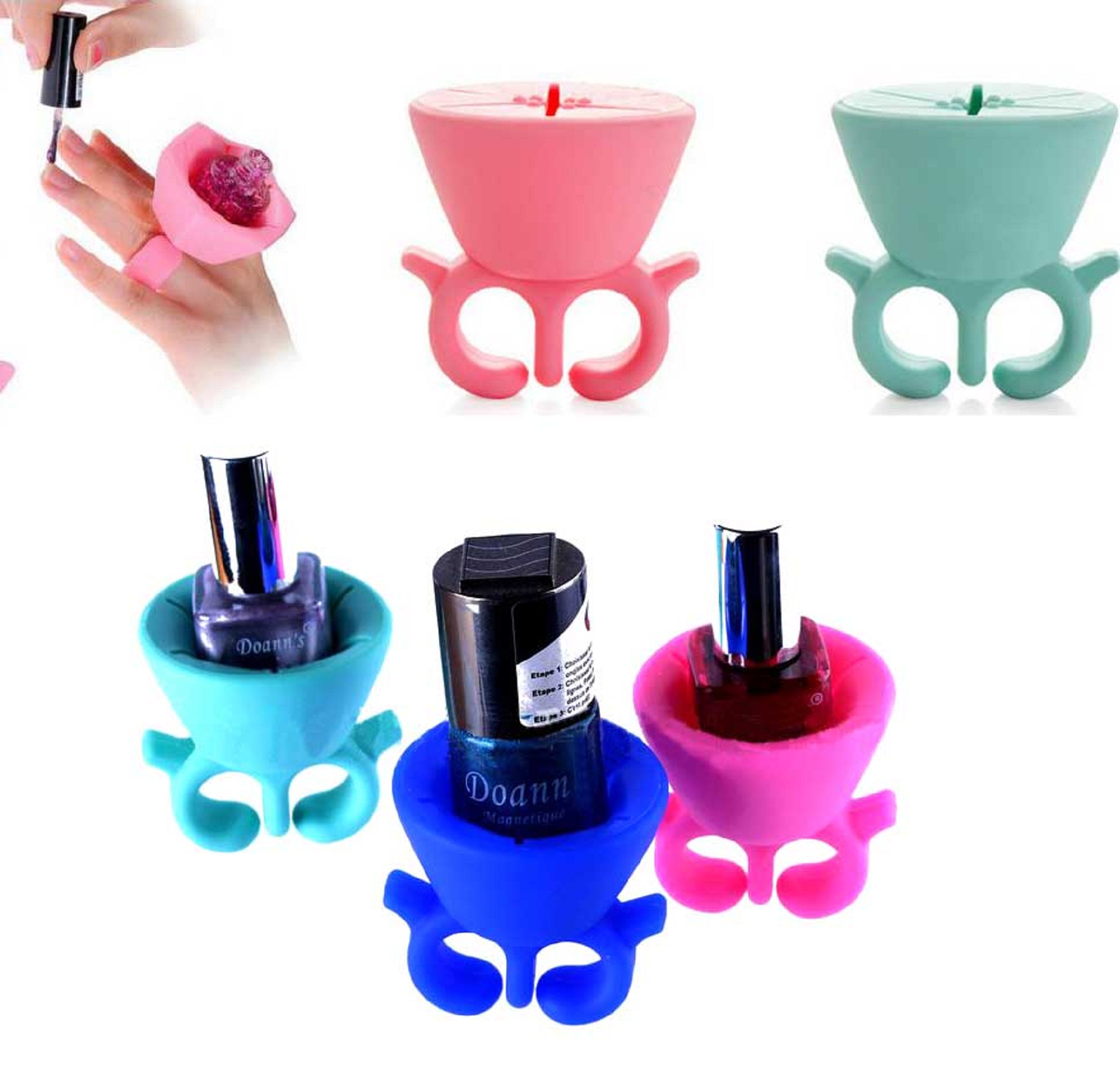 Silicone Nail Polish Bottle Ring Holders