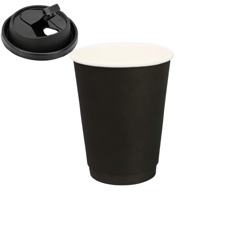 12oz Double Layered Black Paper Cup