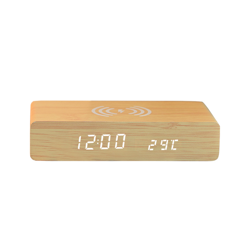 10w Wireless Charging Wooden Clock