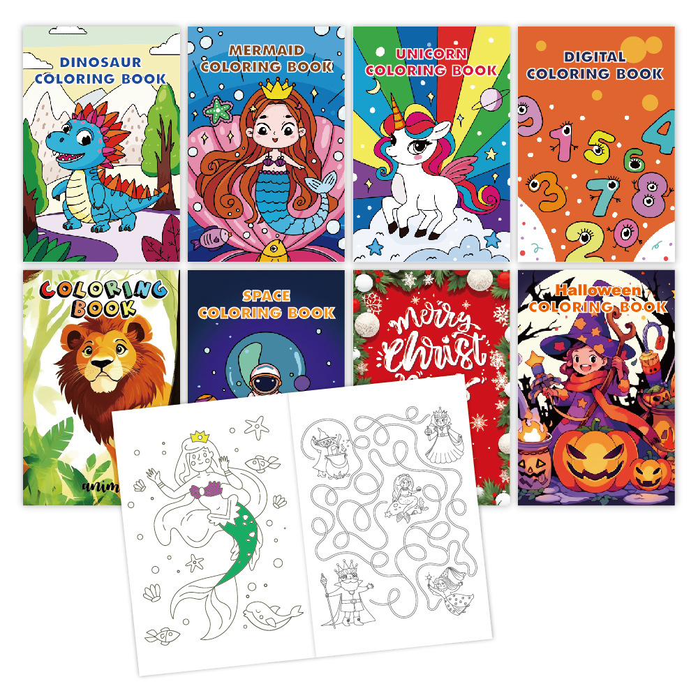 Children Coloring Book With Crayons