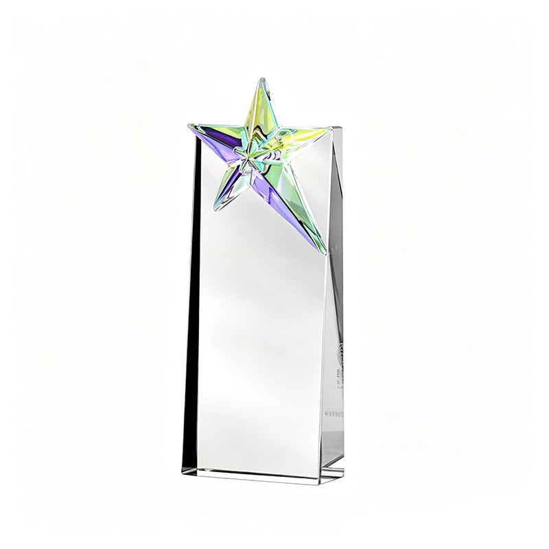 Iridescent Five-pointed Star Crystal Trophy