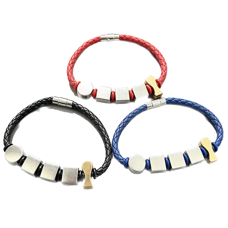 Braided Leather Beaded Charm Bracelet