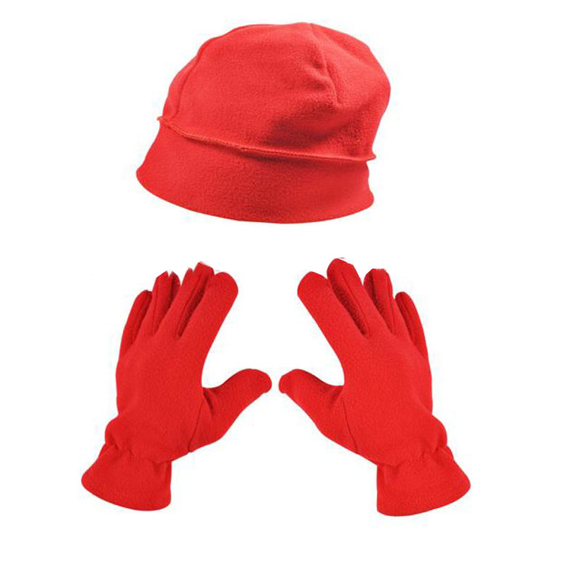 Fleece Beanie Hat And Gloves Set