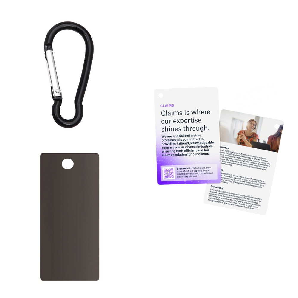 Metal Charm And Carabiner With Cards