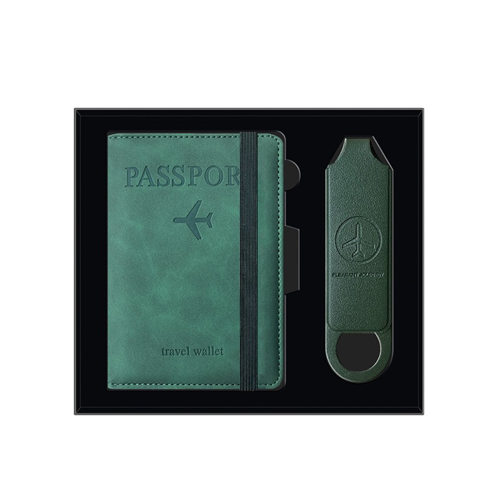 Pu Leather Passport Holder & Luggage Tag Gift Set