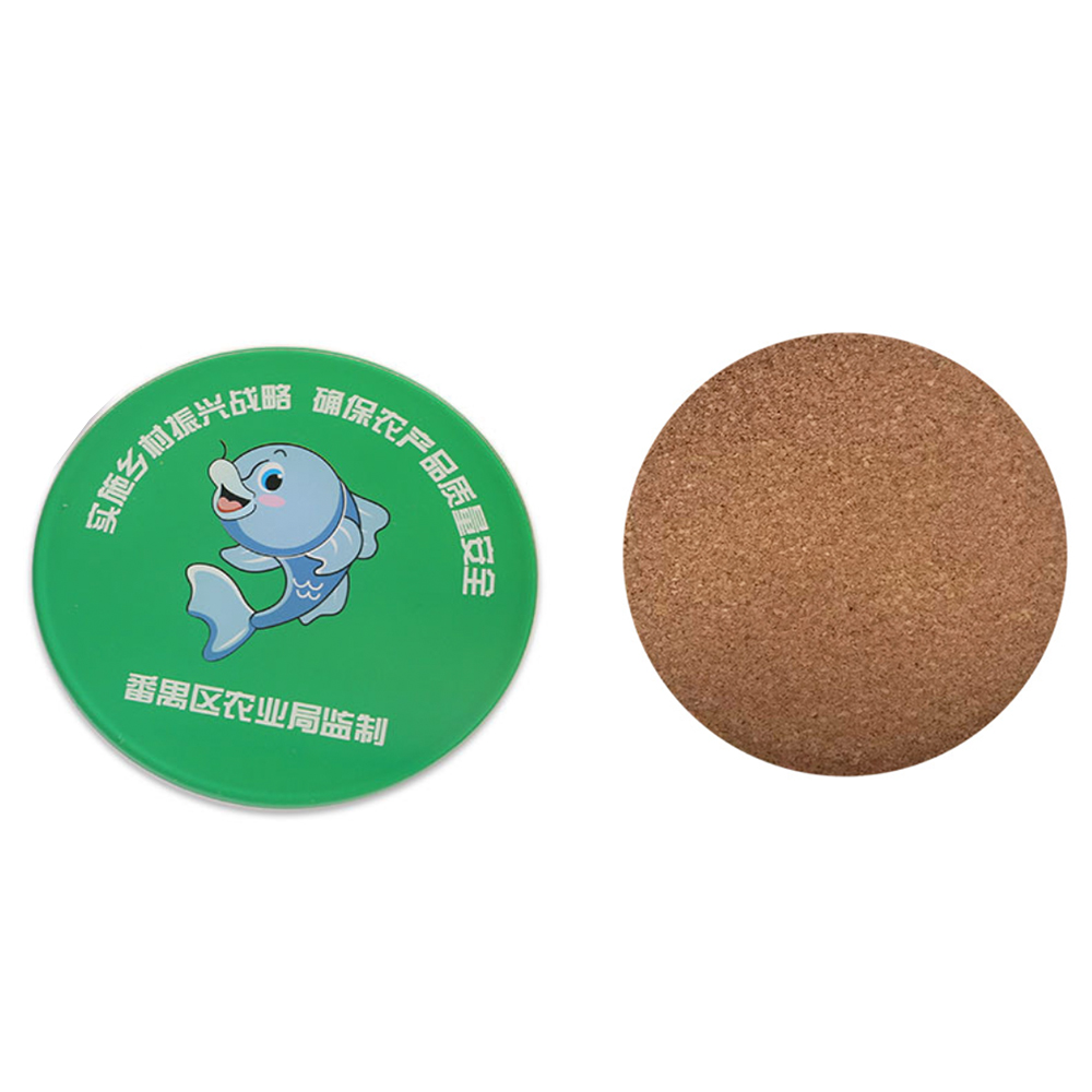 3.5inch Round Acrylic & Cork Coaster