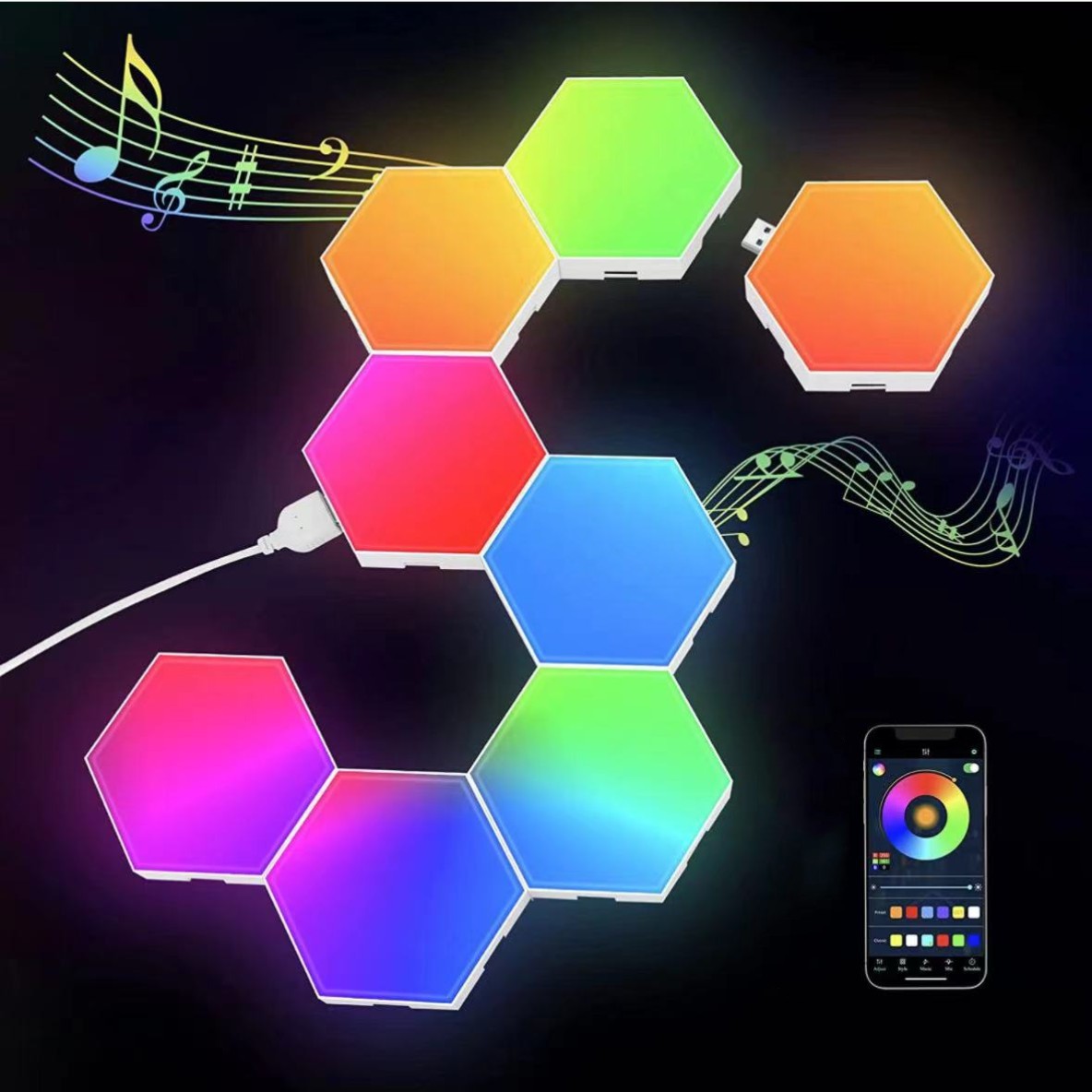8 Pack Hexagon Wall Lights Rgb Panel