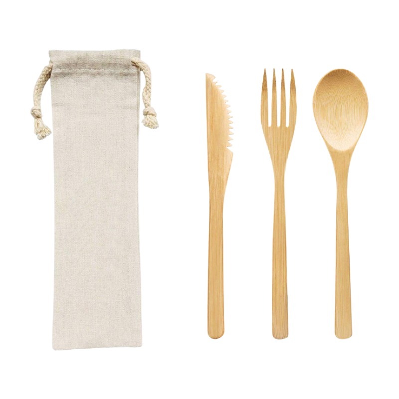 Wooden Tableware Set With Non Woven Bag