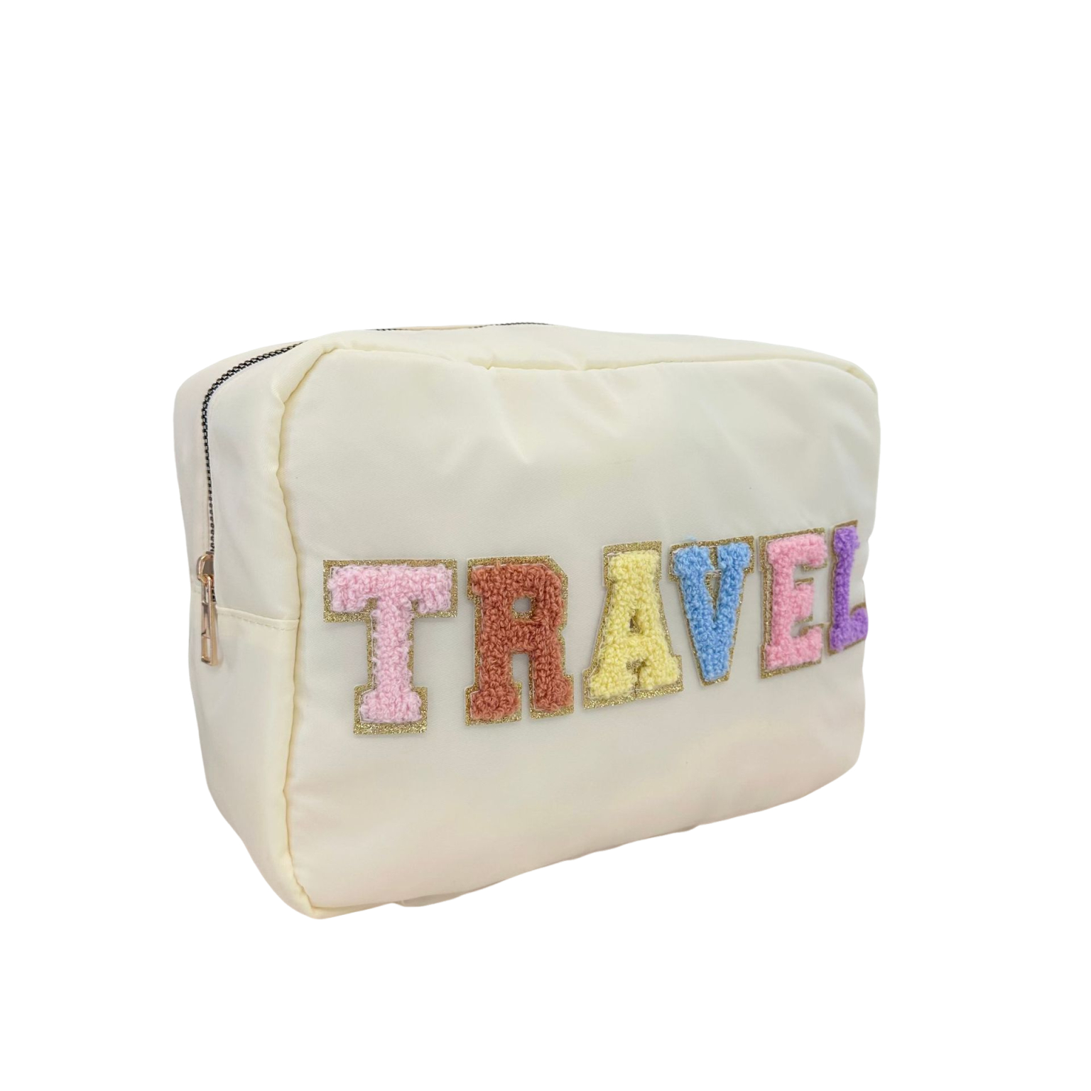 Nylon Pouch With Embroidered Letter
