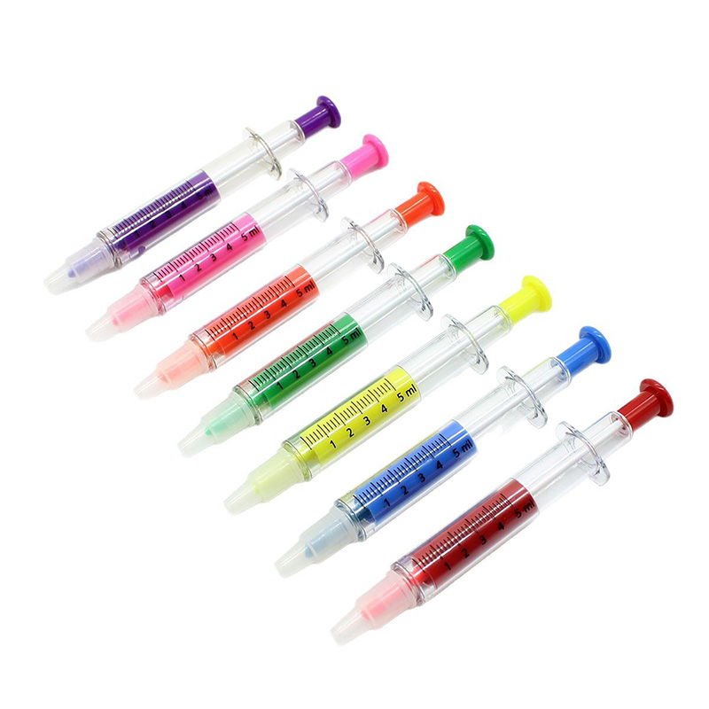 Syringe-shaped Double-ended Pen (highlighter & Ballpoint)